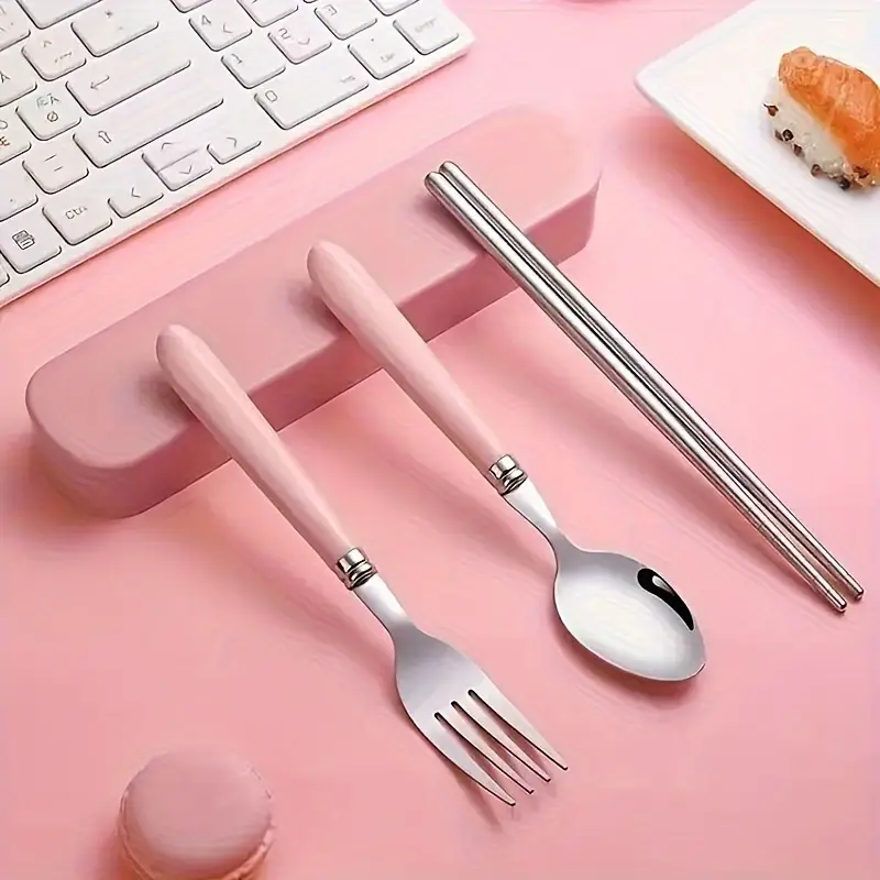 1 set stainless steel cutlery set polished surface portable cutlery with storage box suitable for picnics camping daily use durable and compact Product details 5