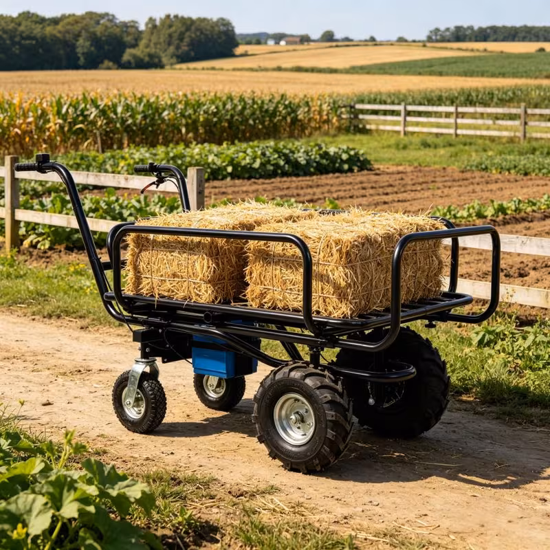 electric transportation cart 24v 350w motor powered utility garden wagon dump cart 265 lbs load capacity with metal handle and 16 yard cart and wagons for lawn Product details 1