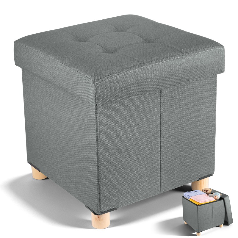 Image of Storage Ottoman With Frame & - Small Space-saving Ottoman Suitable For Dorm, Bedroom, Living Room, Multifunctional Footrest, Stool With Hidden Storage, Compact Furniture For Small Spaces