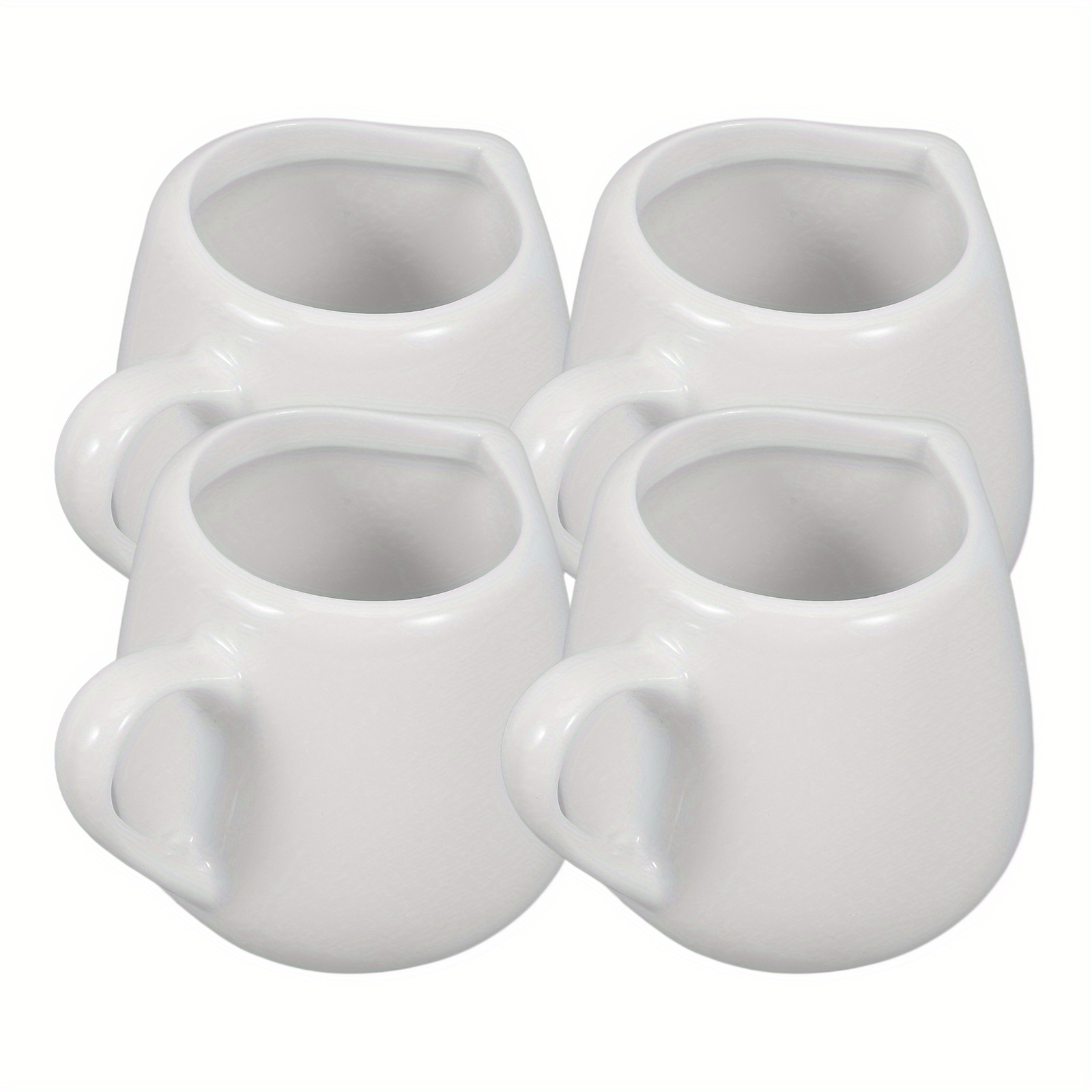 TEMU 4pcs Stobok Mini Ceramic Milk Jugs With Handles - Creamer Pitcher Set For Kitchen, Sauce Cup For Jam And Condiments