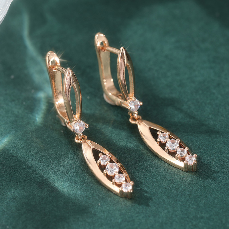 Women's Elegant Teardrop-Shaped Earrings with White Synthetic Zirconia