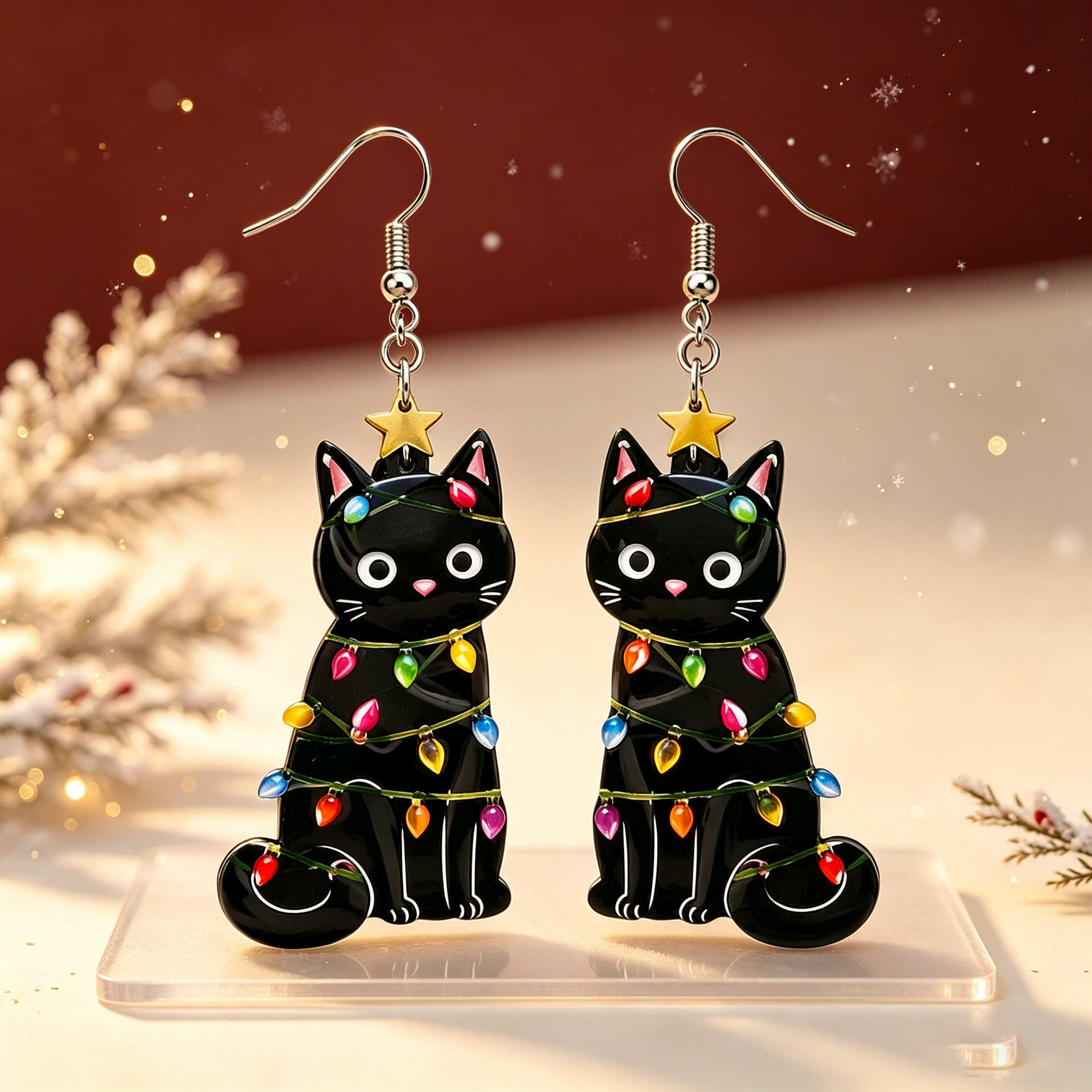 TEMU 1 Pair Exquisite Christmas Cute Earrings, Women's Fashionable Elegant Niche Design Versatile Ear Jewelry, Ideal Christmas Gift For Parties And