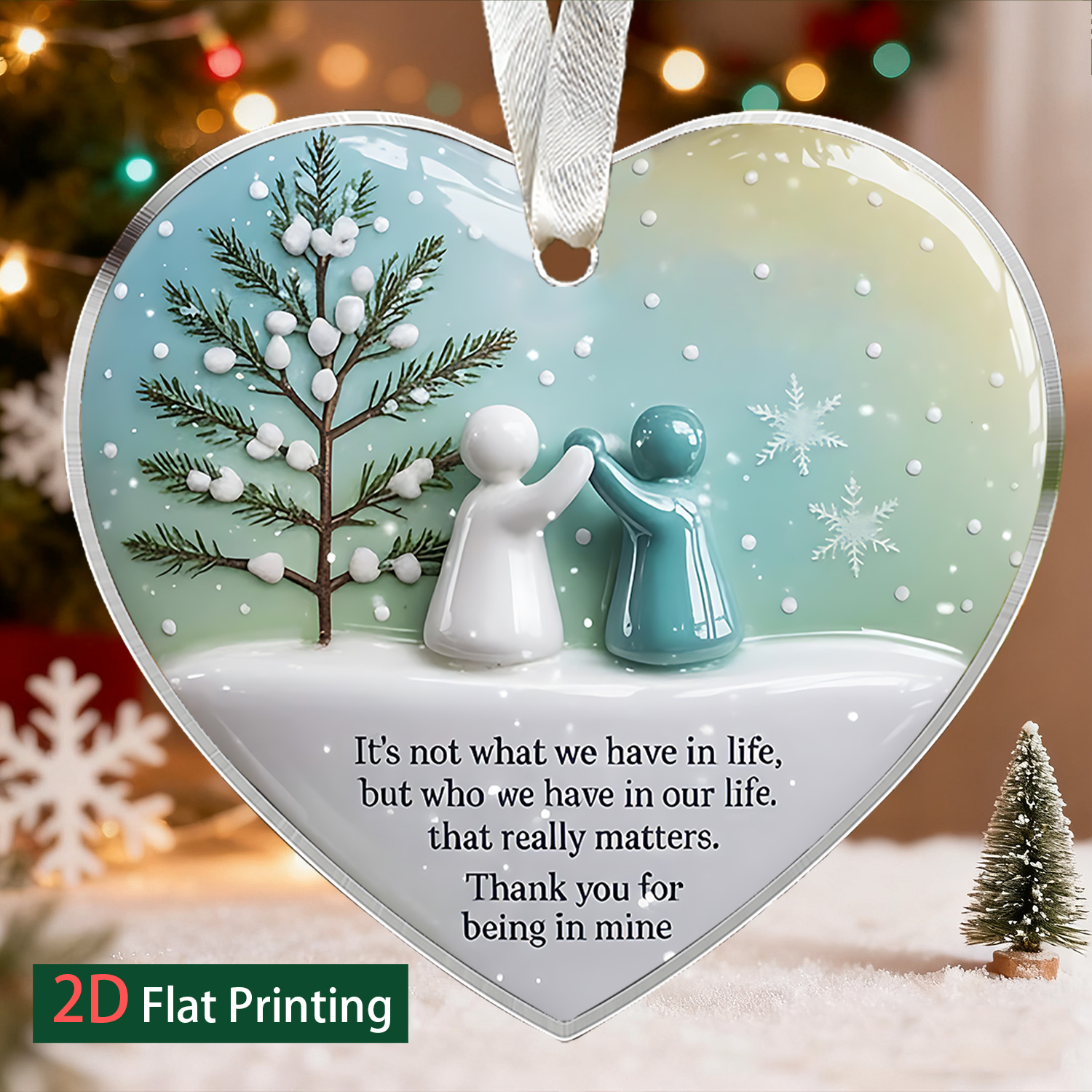 TEMU 2d Flat, 2d Plane, Are Like Snowflakes, Is Unique. Acrylic Heart-shaped Christmas Gift Acrylic Hanging Ornament, Perfect For , An Eternal