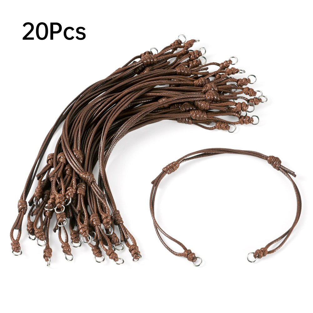 TEMU 20pcs Waxed Polyester Cord Bracelet Making, With 304 Stainless Steel Jump Rings, Coconut Brown, 10.55 Inch(26.8cm) Long, For Bracelet Making,