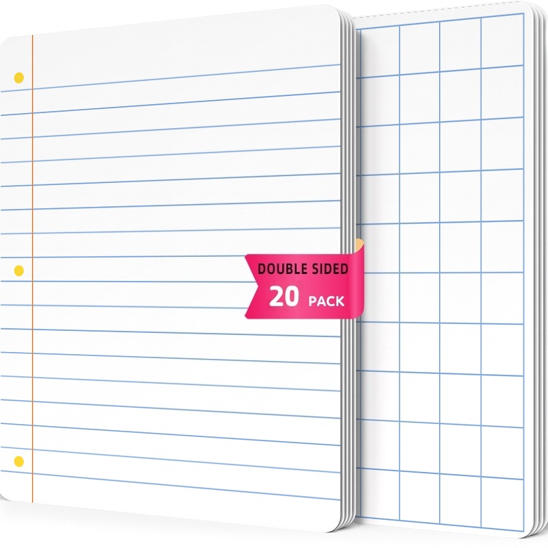TEMU 20pcs Double-sided Erasable Grid Poster Set - 11.22"x8.27" Erasable Grid Notebook, Digital Fraction Whiteboard Paper, Number And Fraction Number