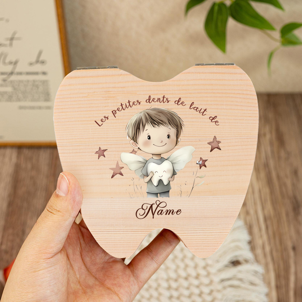 TEMU Boîte de rangement d'inspiration française pour cheveux et dents, inspirée de la poupée dentaire, avec un nom personnalisable et une fermeture