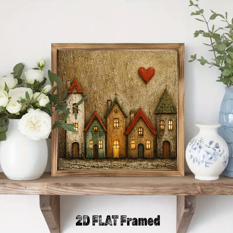 TEMU 2d Flat 1pc Rustic Farmhouse Wooden Ornament With Warm And Lantern Cottage Decor - Wooden Painting Suitable For Home, Cafe, Office, Garden -