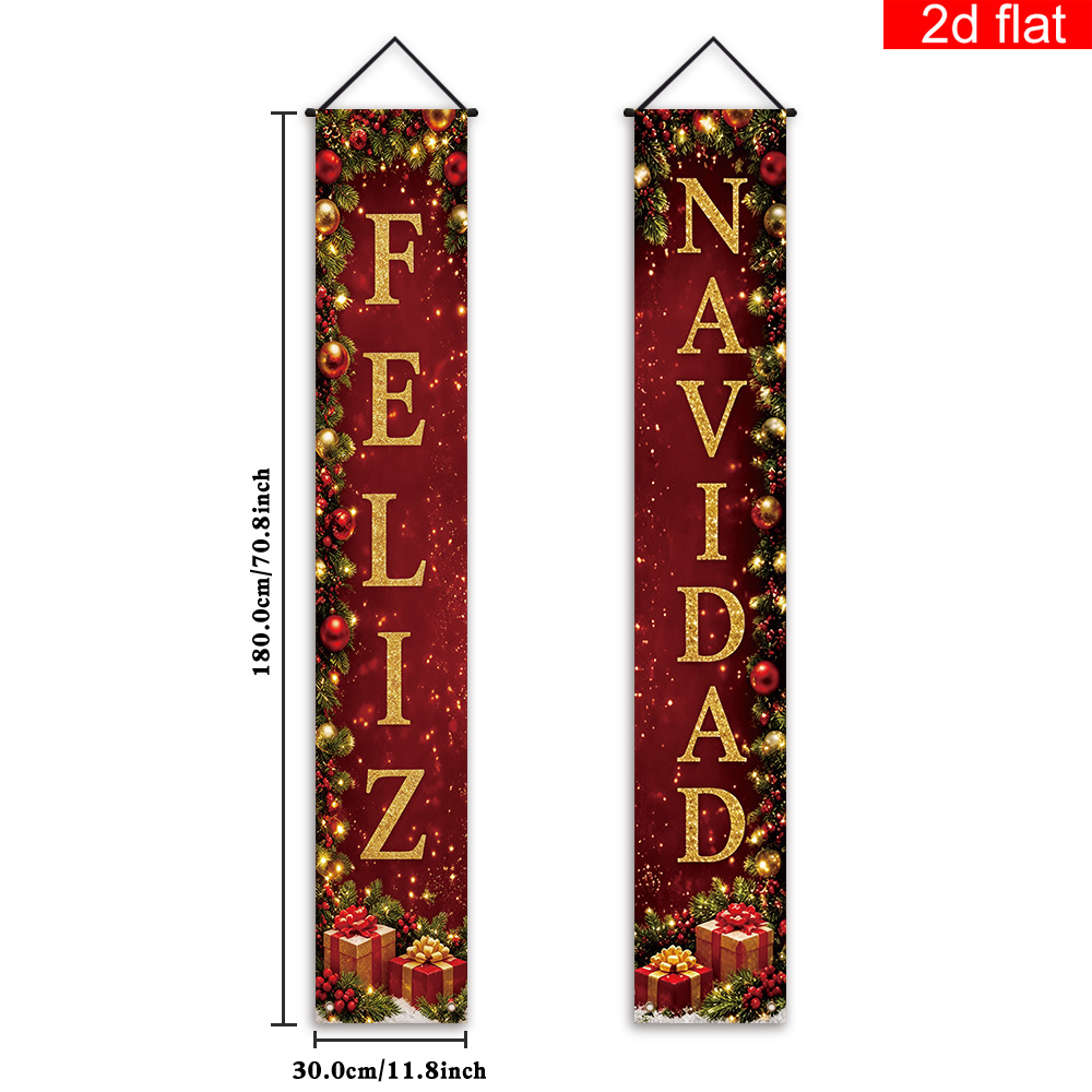 TEMU Banners 2D Planos, 2D Planos - 2D Planos, 2D Planos - Banners 2D Planos, 2 piezas de Banners de Decoración Navideña y de en Español para Porche,