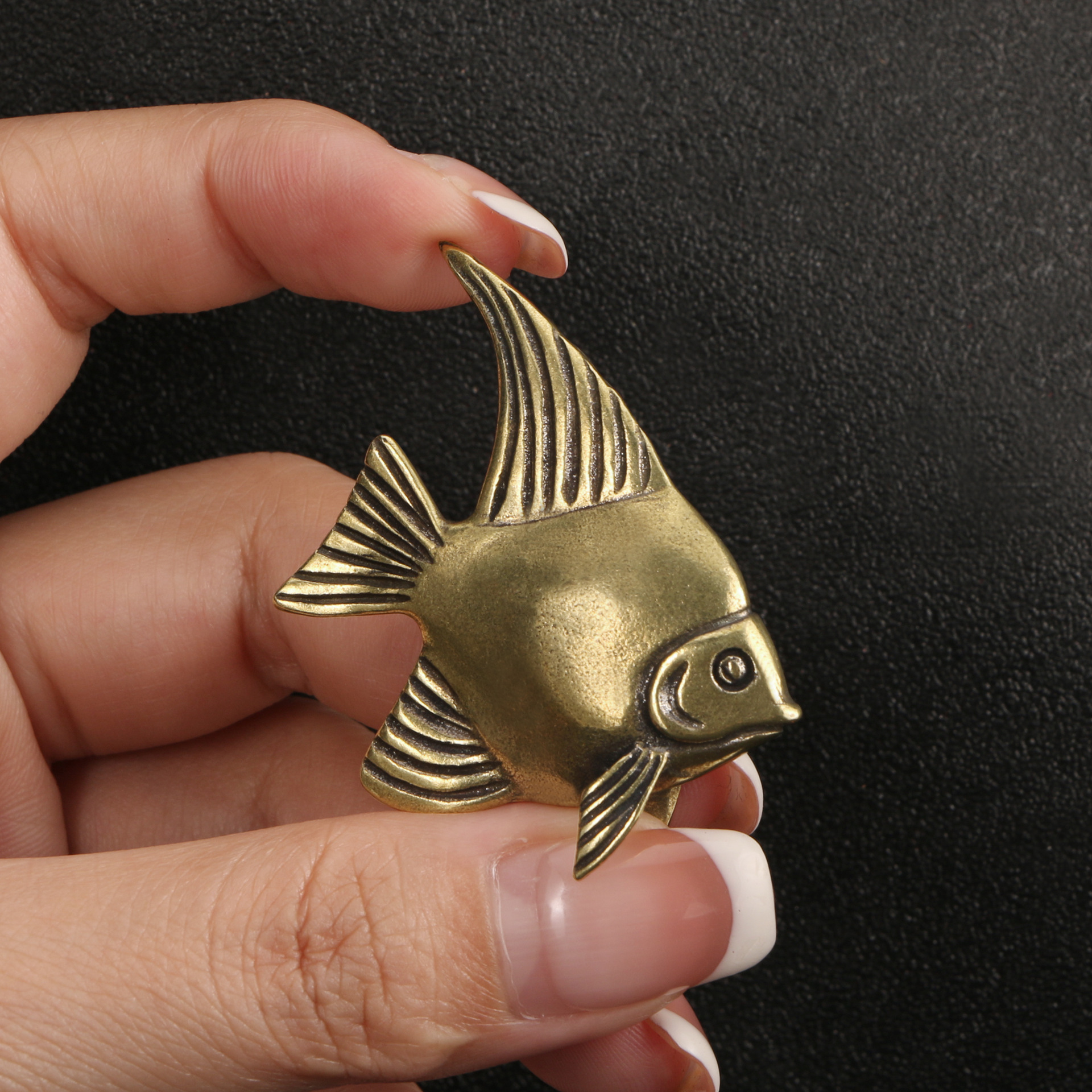 Image of Duck Angelfish Brass Statuette Ornament, Office Desk Hand Piece, Gift For Colleagues, Desktop Living Room Bedroom Christmas Decoration