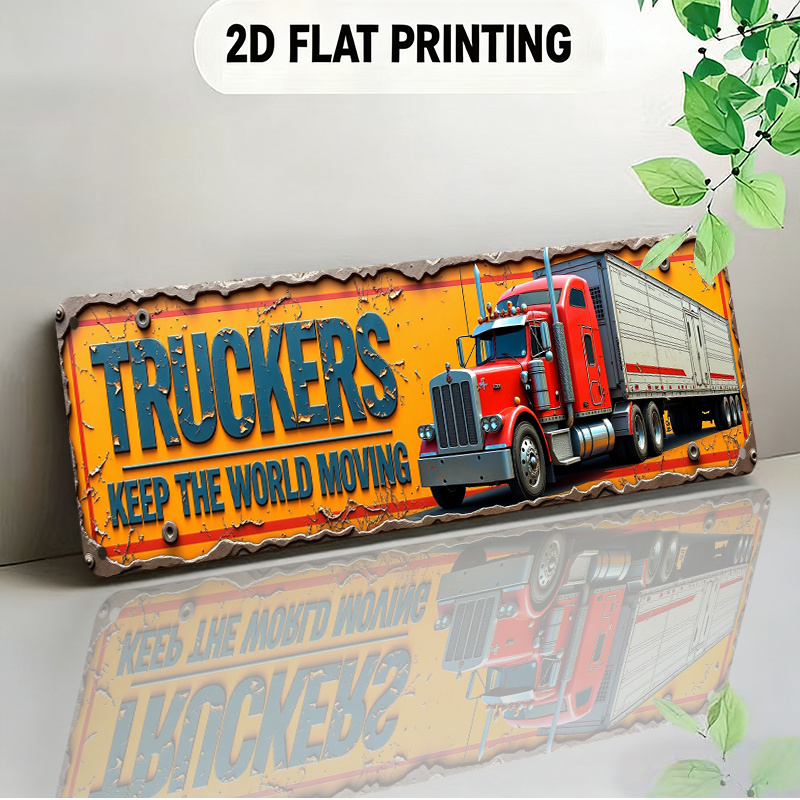 TEMU 2d Flat Retro Industrial Style Wall Hanging Sign - Distressed Industrial Truck Flat Wall Sign, Suitable For Decorating , Garages, Restaurants,