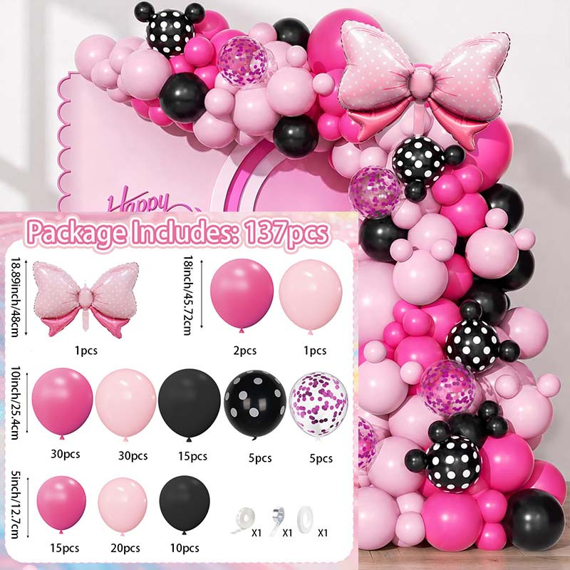 TEMU Lot de 137 ballons de fête d'anniversaire sur le thème des papillons, comprenant des ballons rouge , roses, noirs, des ballons nœud en feuille,
