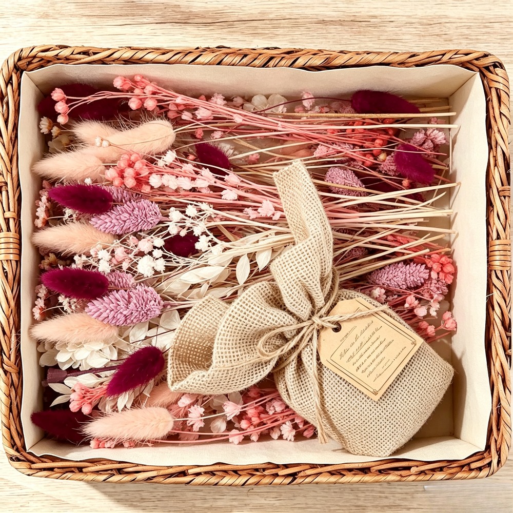 Image of 104pcs Purple Dried Flower Kit, Bunny Tail Grass, Craft Dried Flowers For Vase, Resin Art, Boho Home Wedding Table Decor