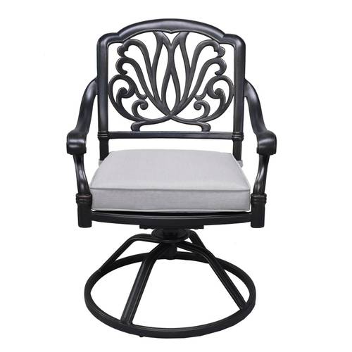 patio outdoor aluminum dining swivel rocker chairs with cushion set of 2 cast silver