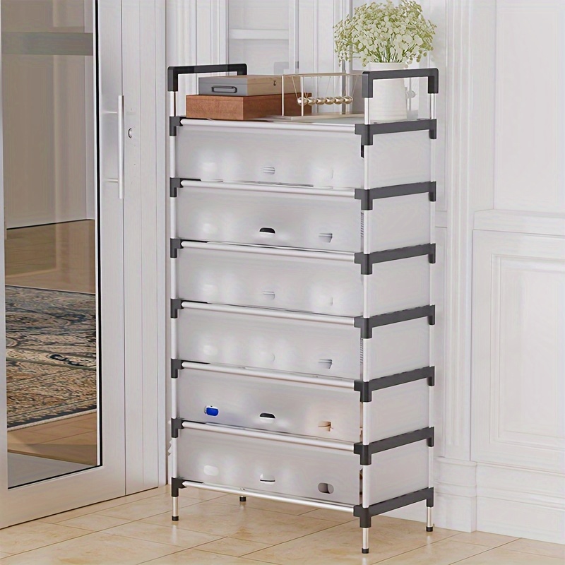 tier stainless steel shoe rack transparent drawers black Temu