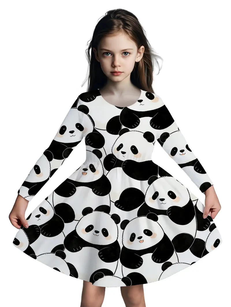 panda party dress Girl's Dress Panda Bear Theme + Hair Bow + Girl Petticoat, Clothes Birthday Party 6 US numeric