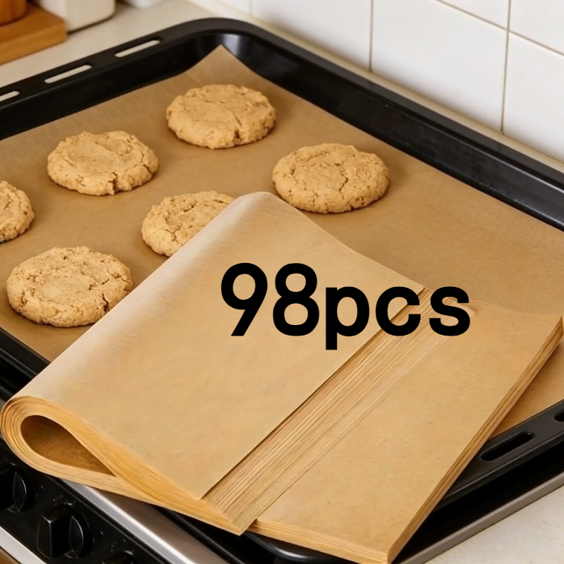 TEMU 98 feuilles de papier sulfurisé épais de haute qualité, idéal pour gâteaux, pain, tartes et pizzas, à la chaleur pour four et friteuse à air,