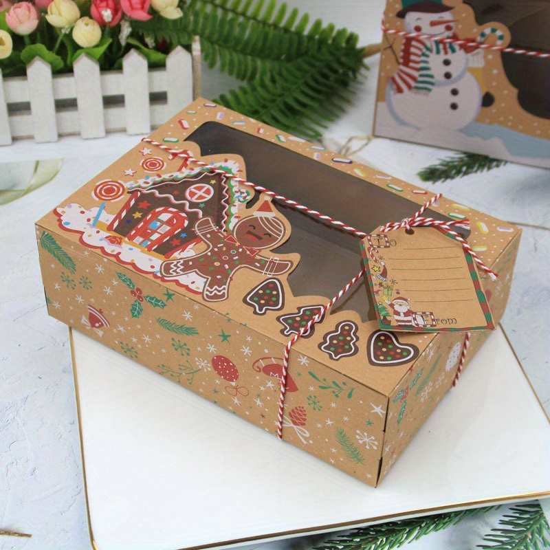 

27-pack Paper Christmas Cookie Gift Boxes With Pvc Window, Gingerbread & Santa Design, Holiday Party Favor Containers