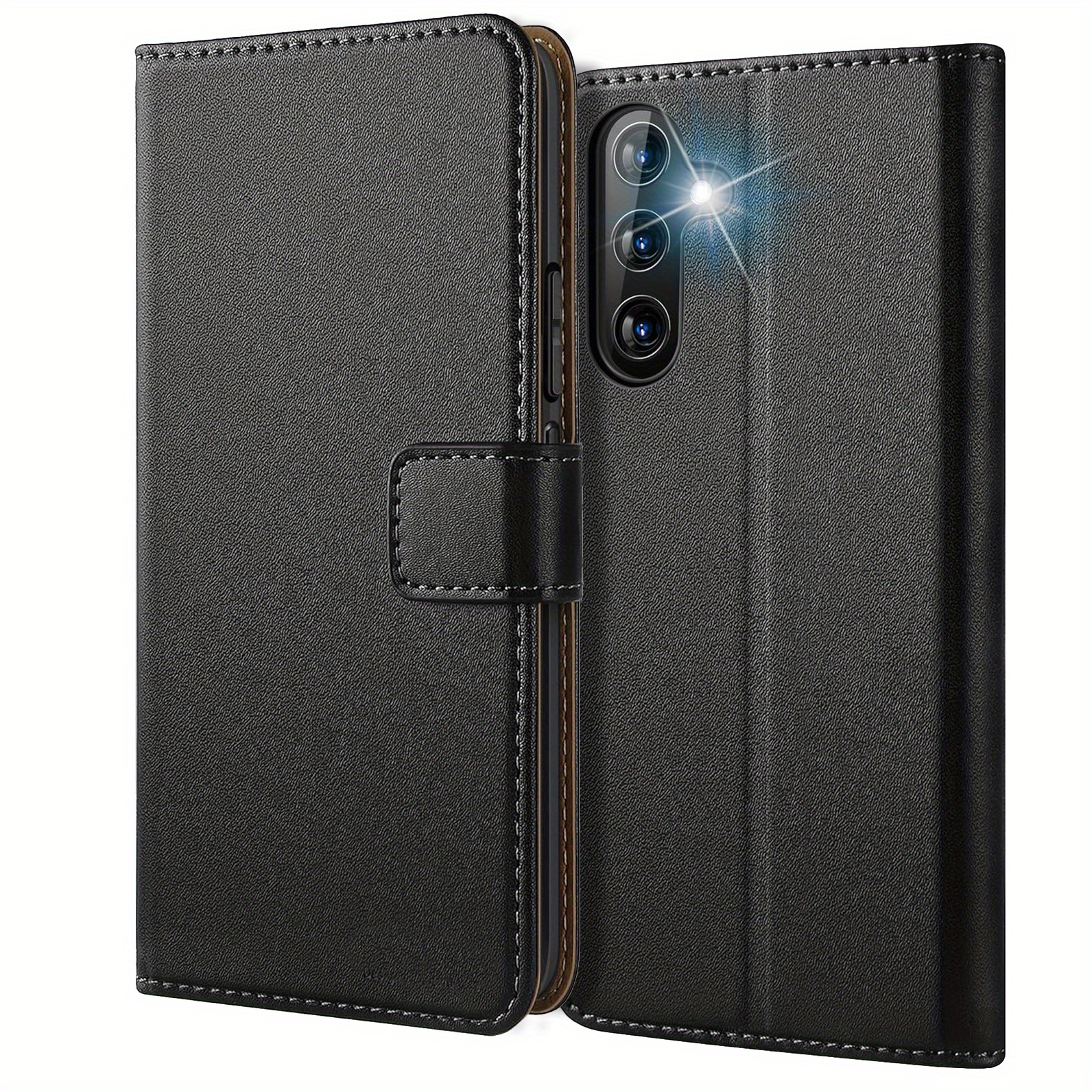 TEMU Phone Case - Protective Cover For Galaxy A54 5g, Featuring A Faux Leather Wallet In Black