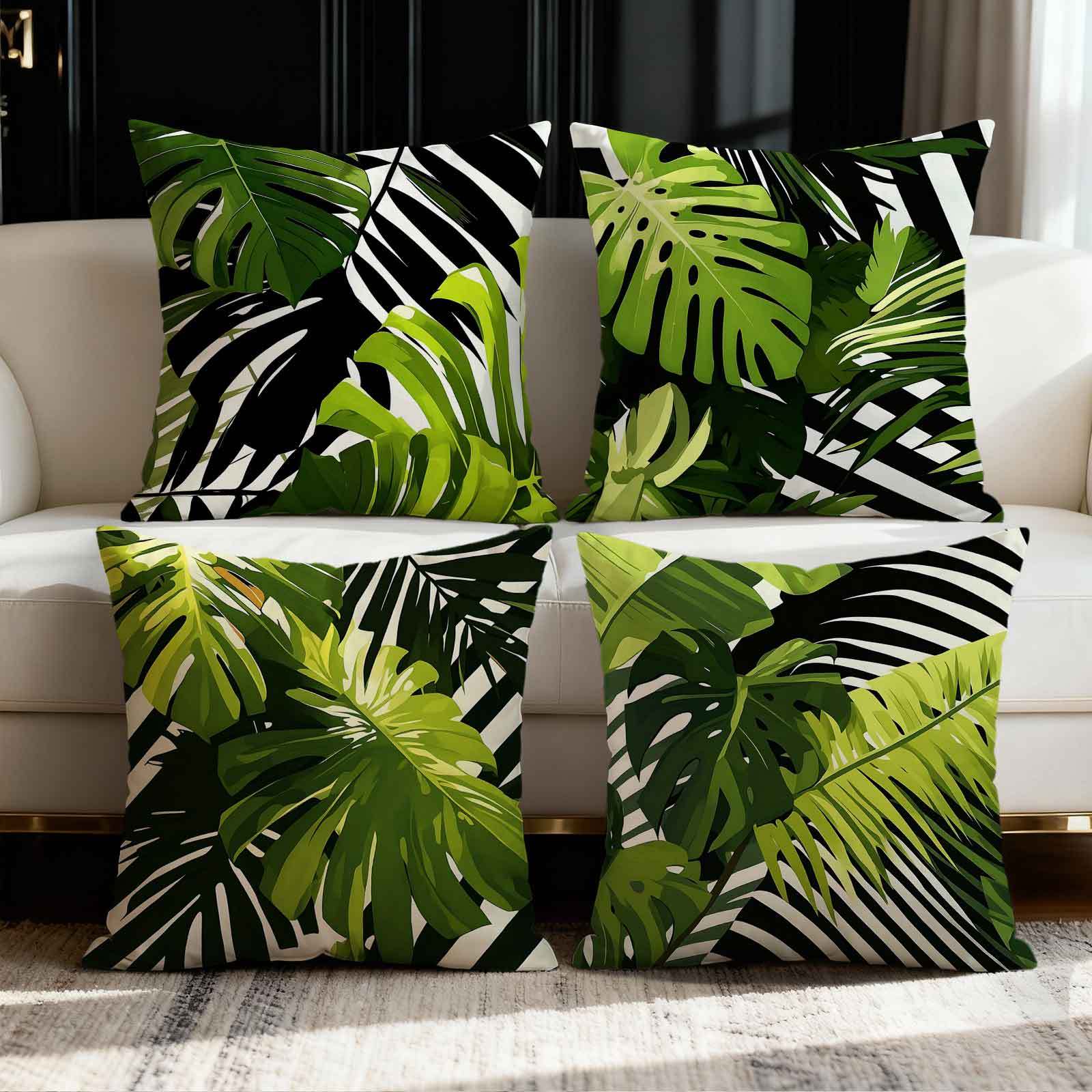TEMU 4pcs Tropical - Themed, Home And Kitchen Supplies, Bedding, Home Decor, Cushion Covers, And Accessories, Pillow Covers, Exotic Pattern, Vibe