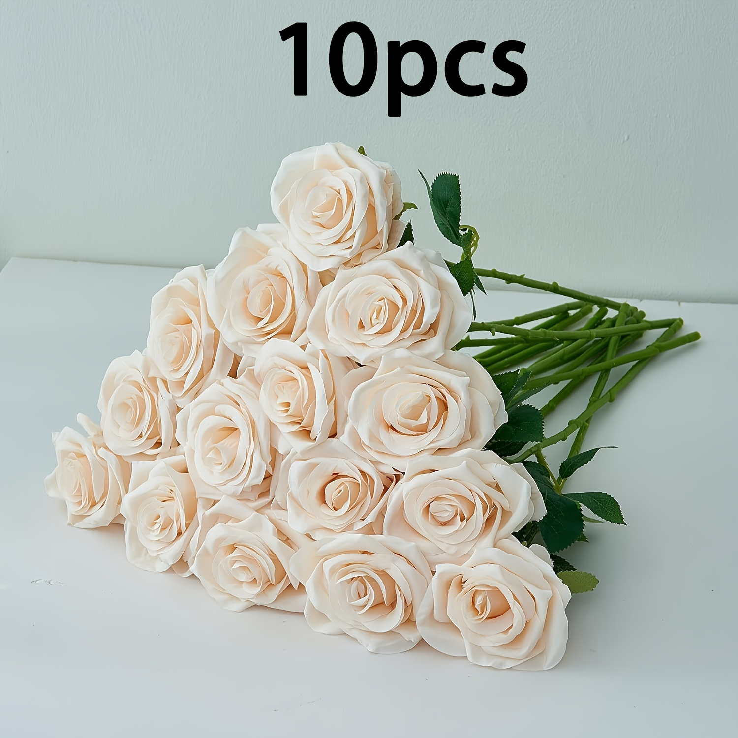 10pcs Artificial Flower Rose Long Stem Fake Flowers, Decorative Bridal Wedding Bouquet For Home Garden Party Decoration