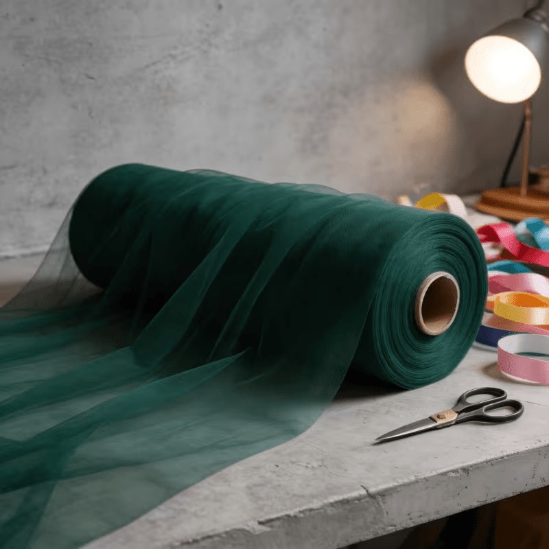 TEMU 1 Rouleau de 50M/167Ft de Tulle Vert Foncé Élégant Ultra-Long, Tissu Transparent, Texture Légère et , Idéal pour la Décoration de Scènes de