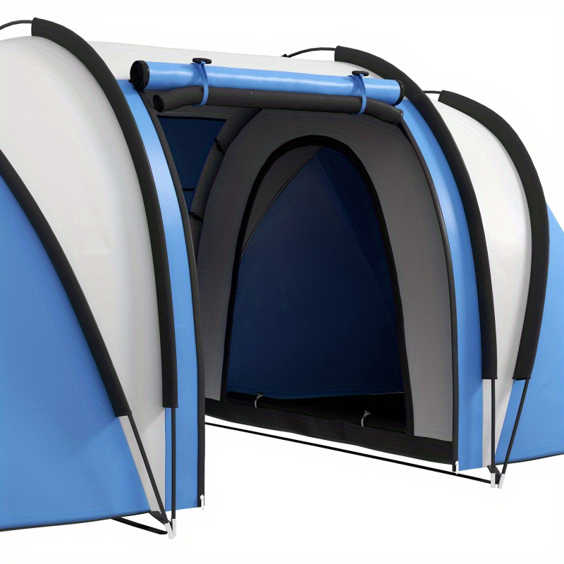   Campingzelt für 45 Personen, Hochwertiges Familienzelt mit 3 Räumen, Seitentürfenster, 3000mm hochwertige Kuppel-Tunnelzelte für Reisen und Garten, geräumiger Kuppeldesign, stabile Stangenstütze