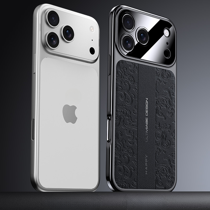 Phone Case - High-End Plain Leather Case for Apple 17PRO Featuring a Luxurious Artistic Design of a Master Cloud Dragon Pattern with Fine Holes