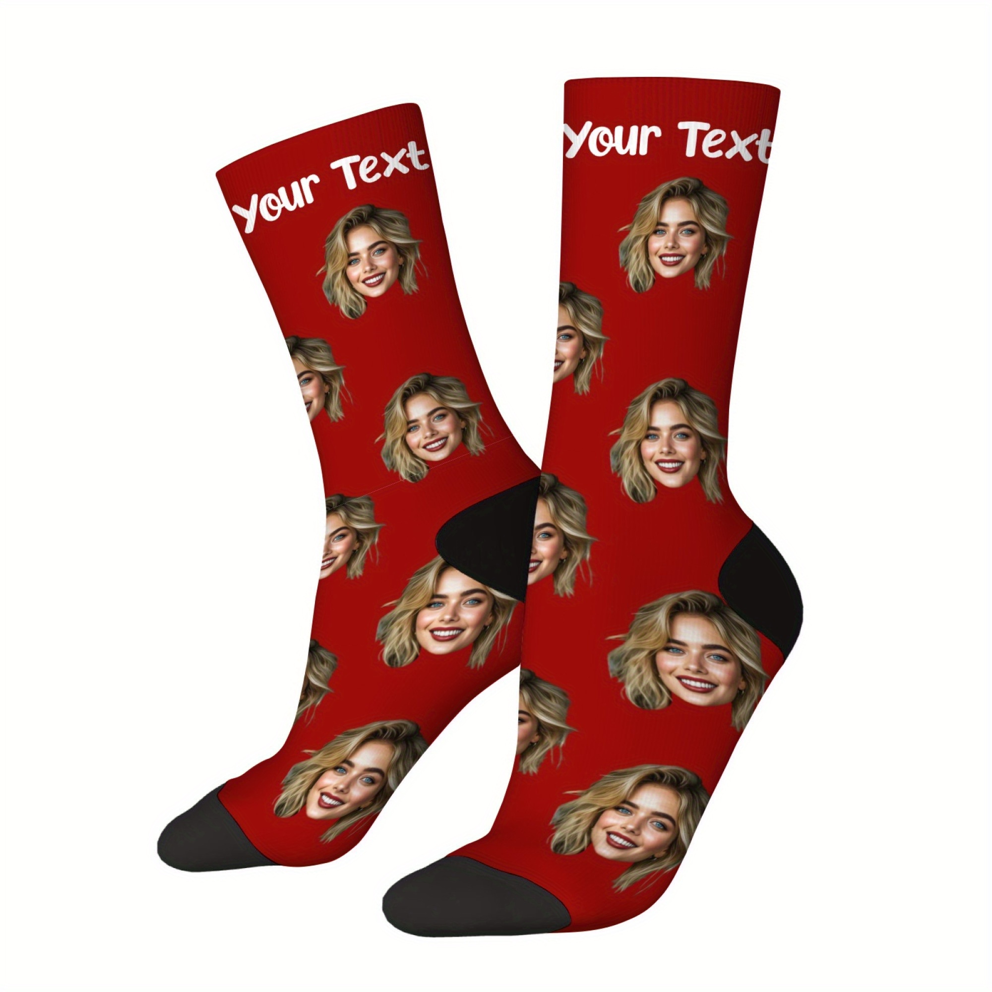 TEMU Custom Face Socks, Personalized Funny Gift Socks With Photo Customized, Novelty Trendy Crew Party Present Socks For Men Women