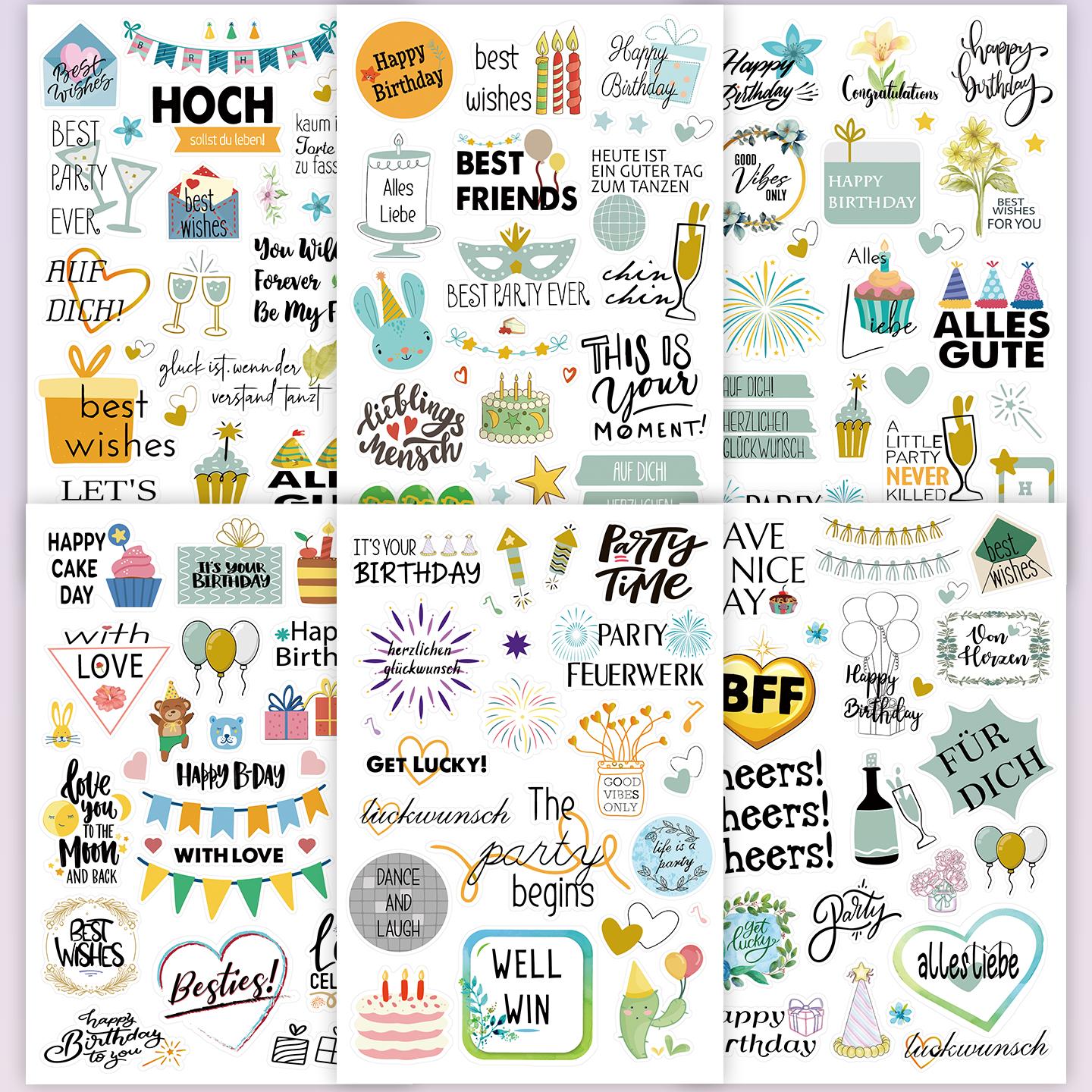 Image of 147 Stickers 6 Sheets Ins- Style Birthday Planner Stickers- Party Themed Festive Decor For Journal, Greeting Cards& Party Schedule Arrangement, Perfect Celebration Decor Stickers With Cake