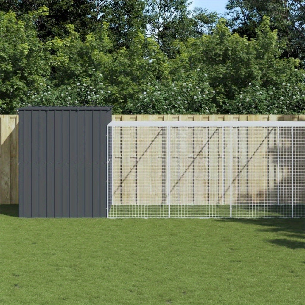 heavy duty galvanized   house with run weather resistant outdoor kennel for large dogs     pet shelter with secure latches no wood construction 84 3 x260 2 x71 3 dog kennel furniture modern   design weatherresistant shelter