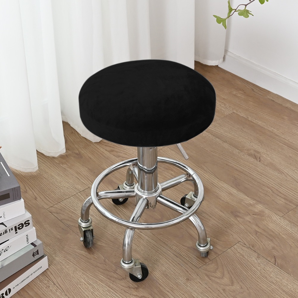TEMU [] Housses de tabouret rondes élastiques en velours - Housses de tabouret de bar en 92 % fibre de polyester et 8 % élasthanne, protège-chaise