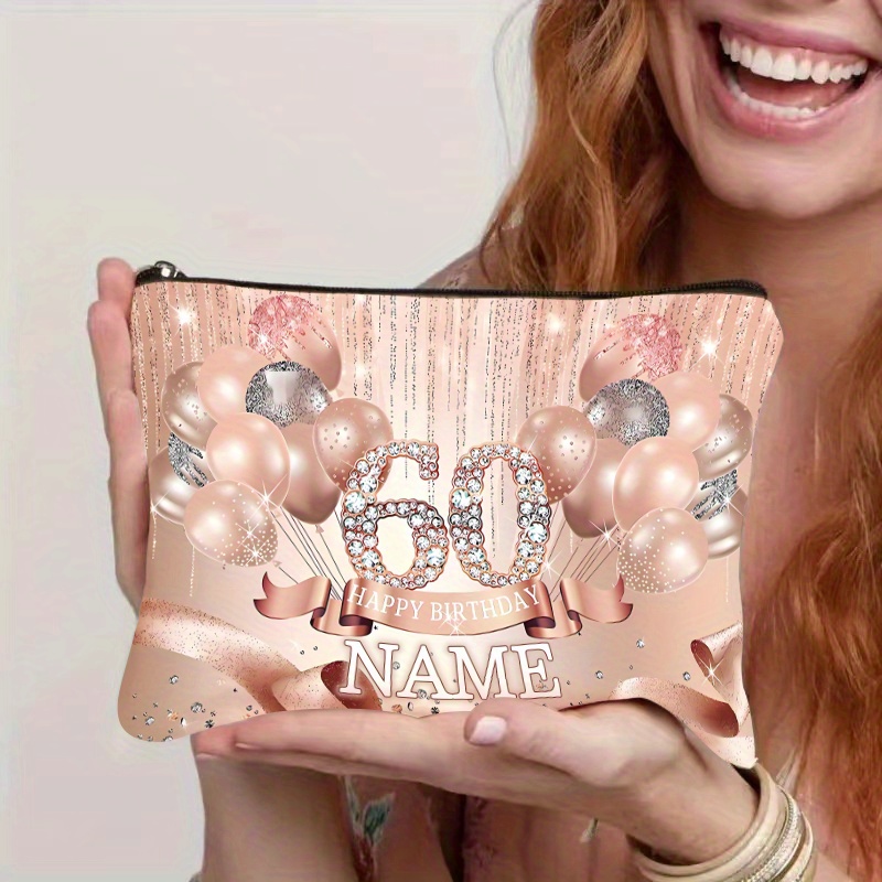 TEMU Custom-1pc Personalized Name Makeup Bag, Simple And Stylish Pattern Gift, Exquisite Makeup Pouch Zipper Bag, Cosmetic Bag Toiletry Bag,