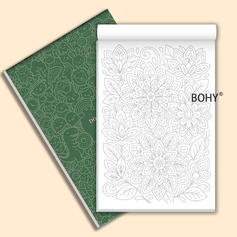 TEMU 1pc Adult Mindfulness Stress Relief Sketchbook, Outline Tracing, Featuring Mandala Patterns, Flowers, Forest Birds And Other Exquisite Line