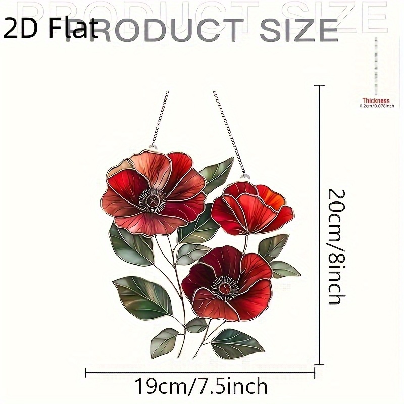 TEMU 2d Flat - 1pc, 2d Flat Printed Daisy Pendant, 7.87 Inches * 7.48 Inches Acrylic Material, Home Gift, Spring Decoration, Porch Bedroom Office