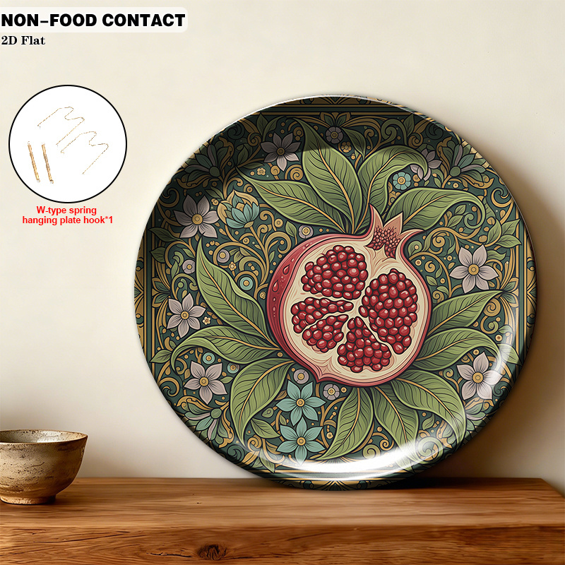 TEMU 1pc Ceramic Decorative Plate, Pomegranate Decorations, (for Decorative Purposes Only, Non-food Contact)- Suitable For Decoration In Kitchen,
