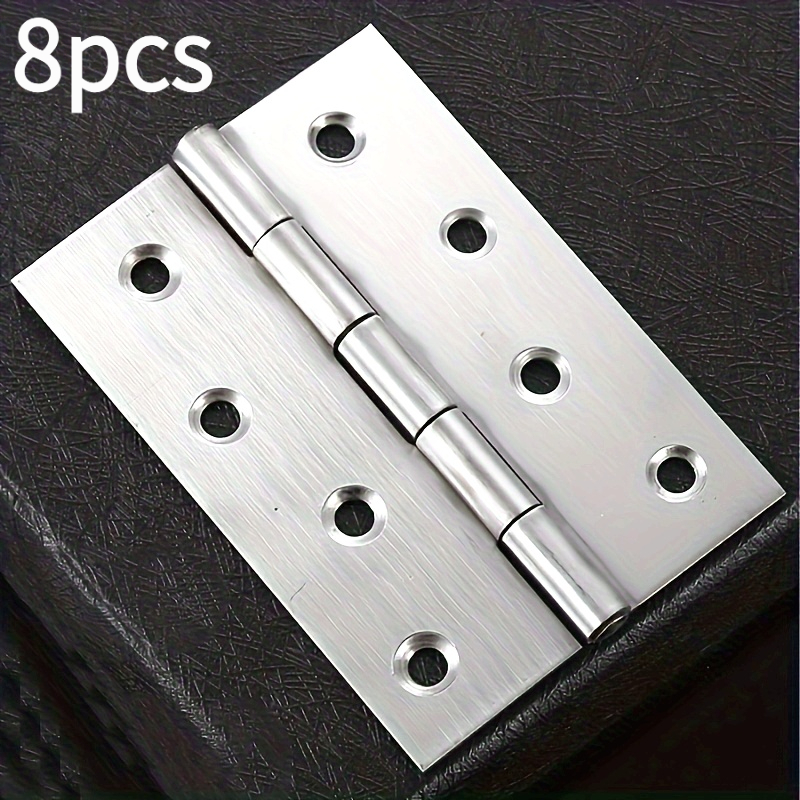 TEMU 8-pack 3.5 Inch Stainless Steel Folding Door Hinges, And Rustproof, With Thick Bearings, Silent Closing, Polished Metal End, Surface Mount, ,
