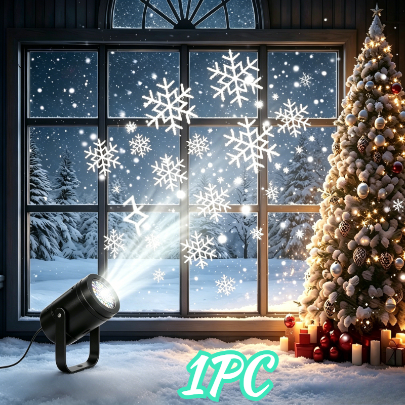 TEMU Projecteur de de neige d'hiver alimenté par USB avec projection rotative de de neige et veilleuse intelligente, convient pour les décorations de