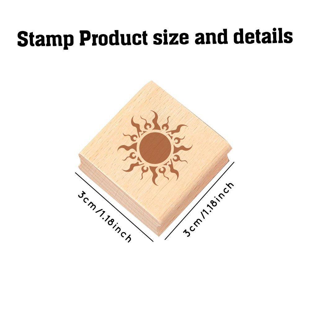 Beautiful Tribal Flame Sun Black And White Totem Wooden Rubber Stamp