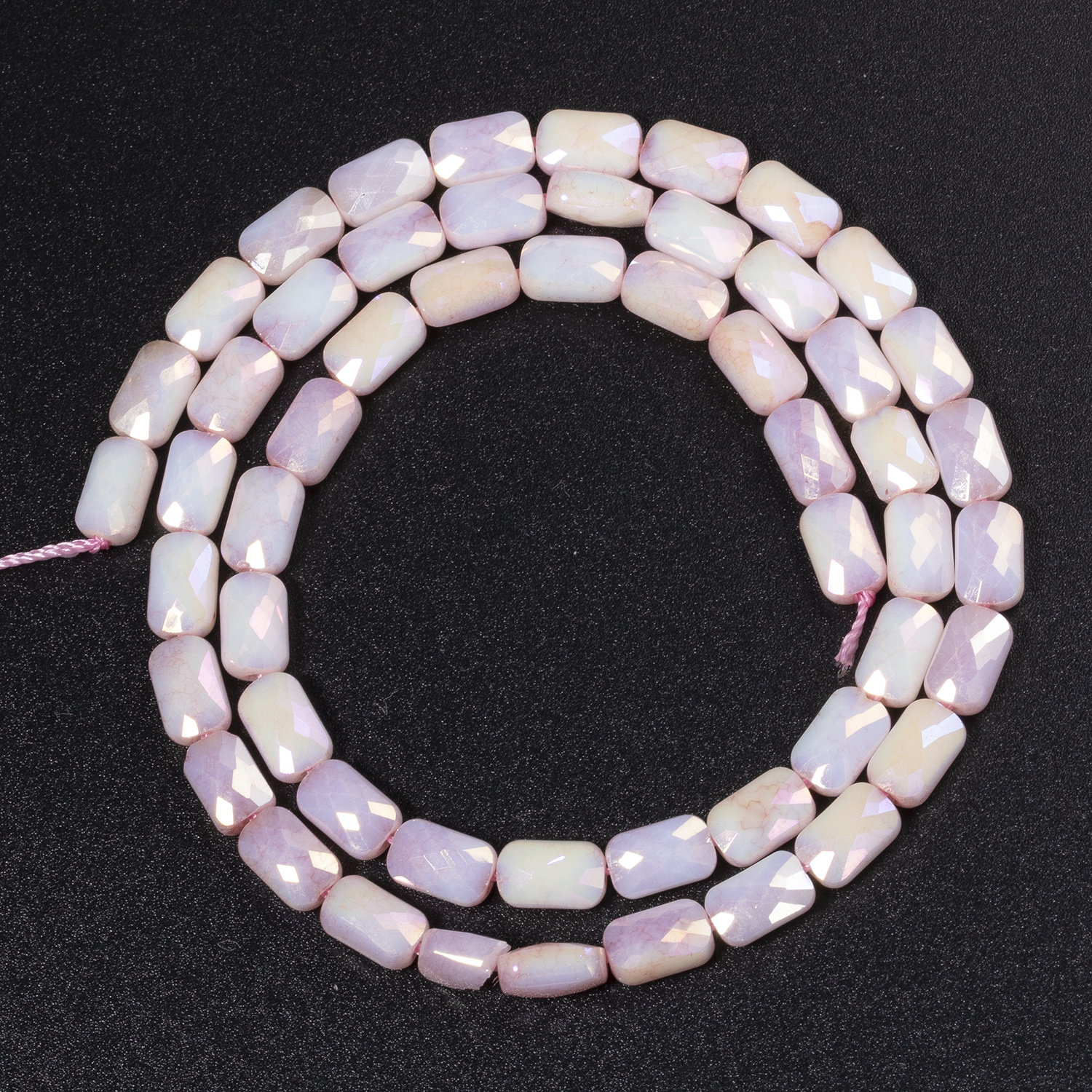 TEMU Ensemble de 50 perles décoratives en verre avec un motif de grille rose, mesurant 4X7 mm. Parfait pour créer de magnifiques bijoux que des