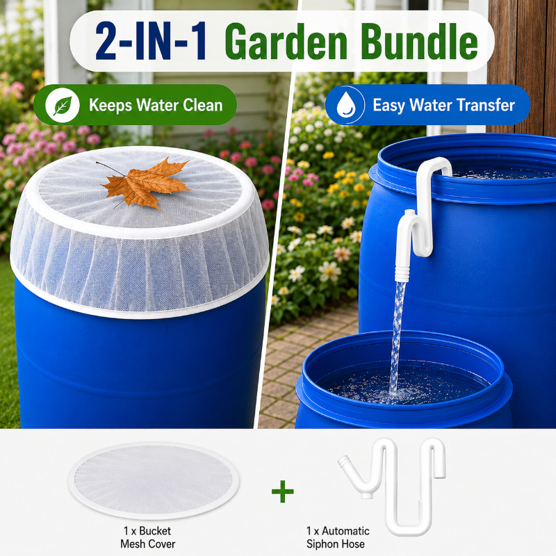 TEMU Ensemble d'accessoires 2-en-1 pour tonneau à pluie, 1 housse de seau en + 1 tuyau de siphon automatique, kit de transfert d'eau électricité,