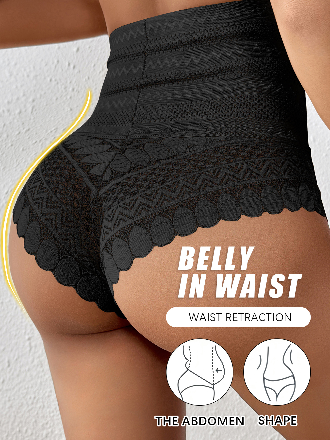 Set of 2 [Lace Shapewear] Comfortable High-Waisted Lace Shapewear Briefs | Women'S Tummy Shaping & Butt Enhancement, Underwear for Postpartum