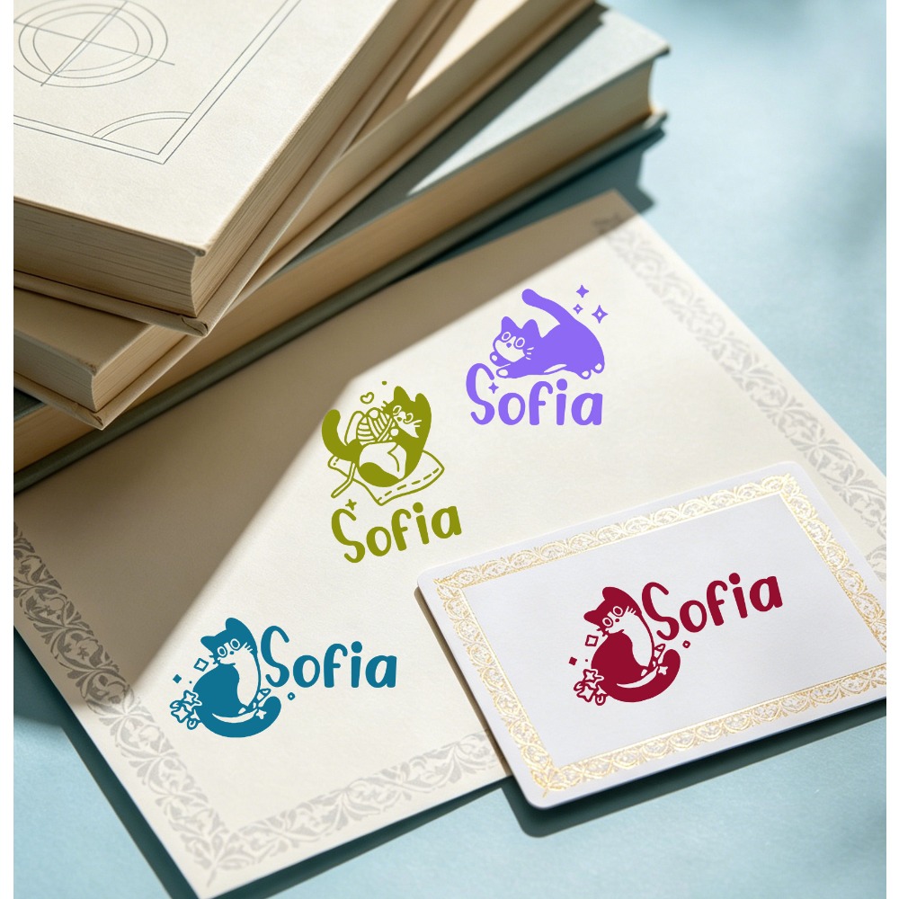Cat Stamp with Custom Name/Initials for DIY Crafts