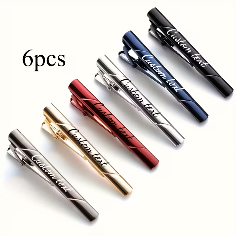 TEMU 6 Clips de cravate pour hommes élégants et gravés au laser sur mesure ! Design de mode pour , disponibles en géométriques argentés, dorés et