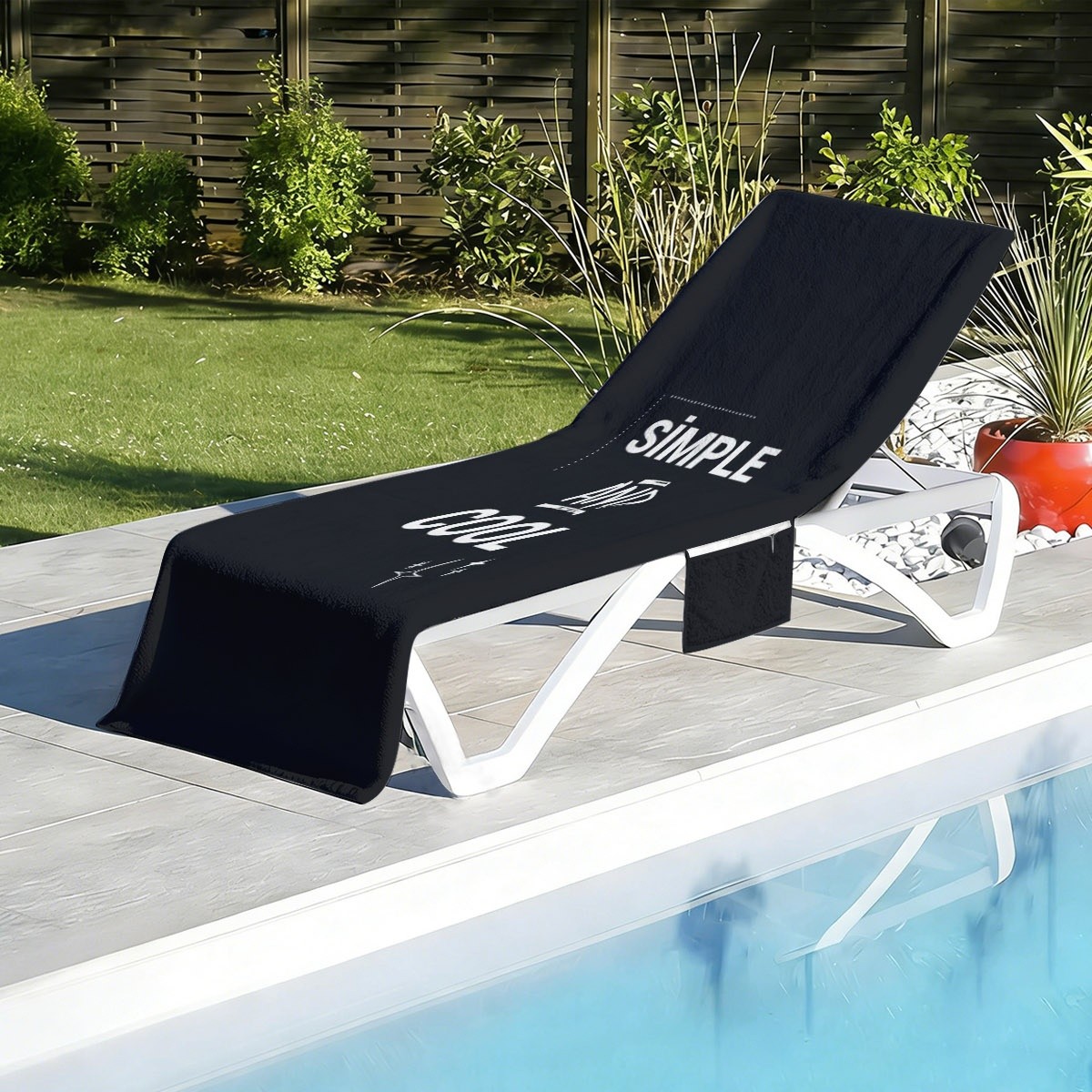 TEMU Microfiber Quick-dry Oversized Beach Towel 210*75, Modern Minimalist \"easy And Cool\" Print, Ultra Absorbent Sand-resistant Towel, Ideal For