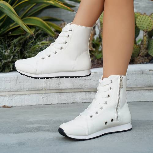 textured zip design sneakers versatile everyday walking shoes women shoes