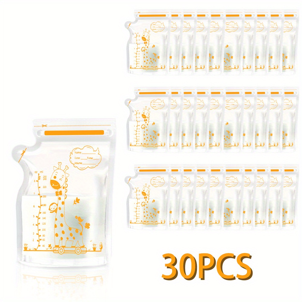 E-shop 30/100 Stück 8,45oz Langstut Stillmilch-Aufbewahrungsbeutel, Ausgießer-Stil Frischhaltebeutel mit Doppelsiegel, geeignet für gekühlte gefrorene