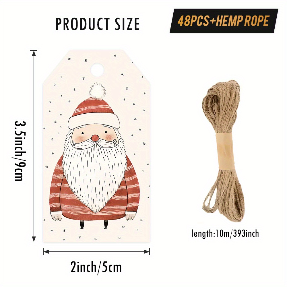TEMU 48/96pcs Etichette Regalo Natalizie con di , Design con dalla Lunga Barba e Abiti a Righe, Ideali per Etichettare Regali, Decorazioni per la