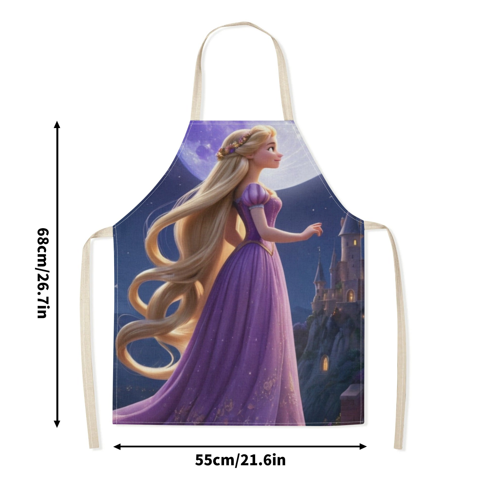   style| disney  -themed waterproof apron |   & elegant purple design with castle & moon illustration |   polyester,   fits all | ideal for hotels, supermarkets, restaurants, fruit shops, milk tea stands, and home use details 7