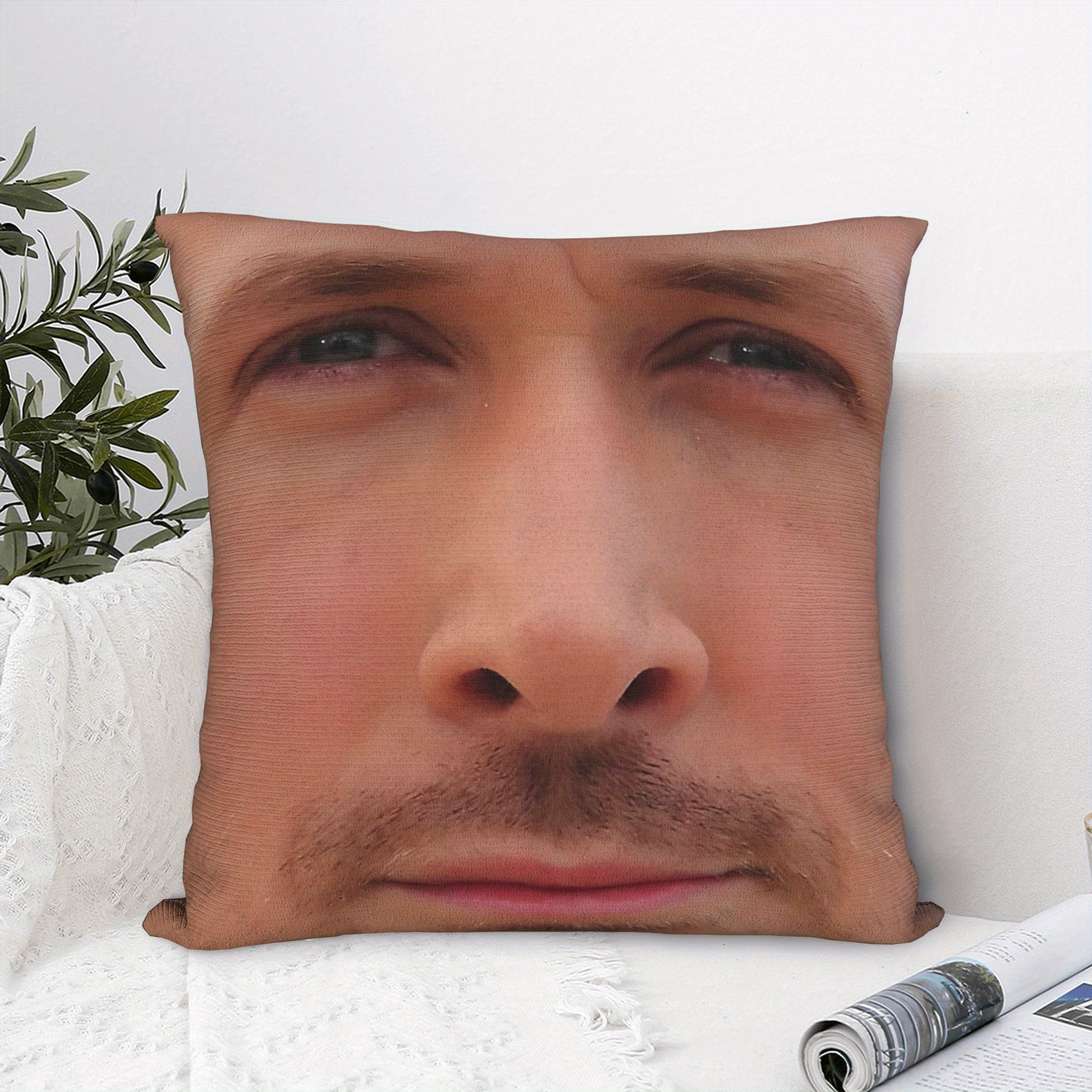 TEMU 1pc Ryan Gosling Face Throw Pillow Cover - Reversible Print, Polyester Fabric, Machine Washable, Hidden Zipper, Multiple Sizes Available,
