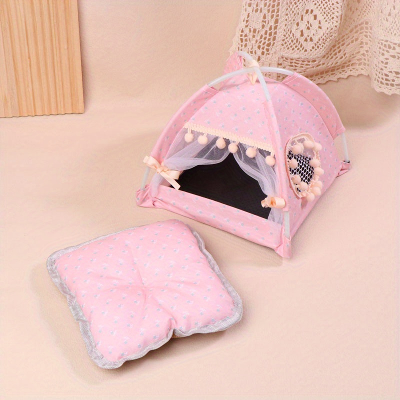1:12 Scale Miniature Pink Polka Dot Camping Tent